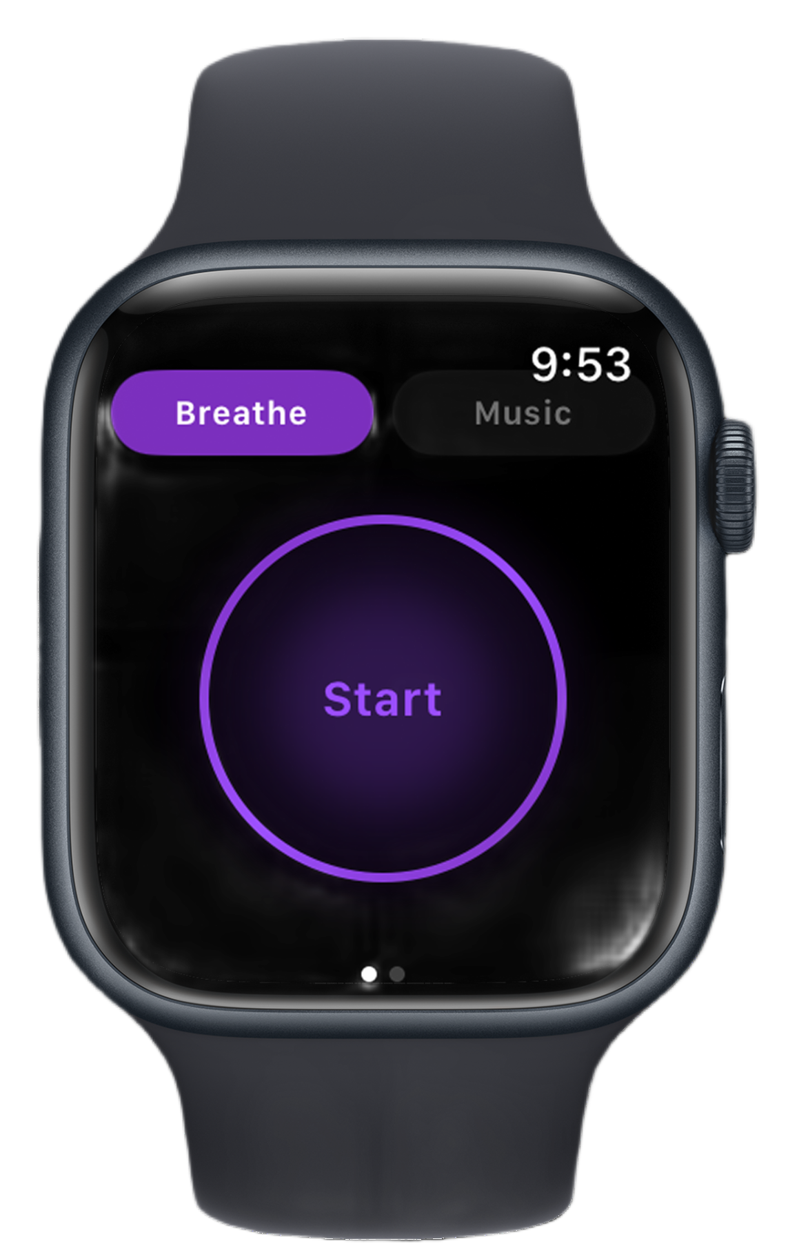 Renap Apple Watch App showing Breathe and Start screen